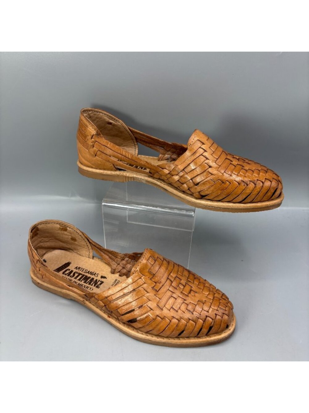 Artesanias Castimanz Huarache Flat Sandal Womens 5 Tan Leather Round Toe Slip On